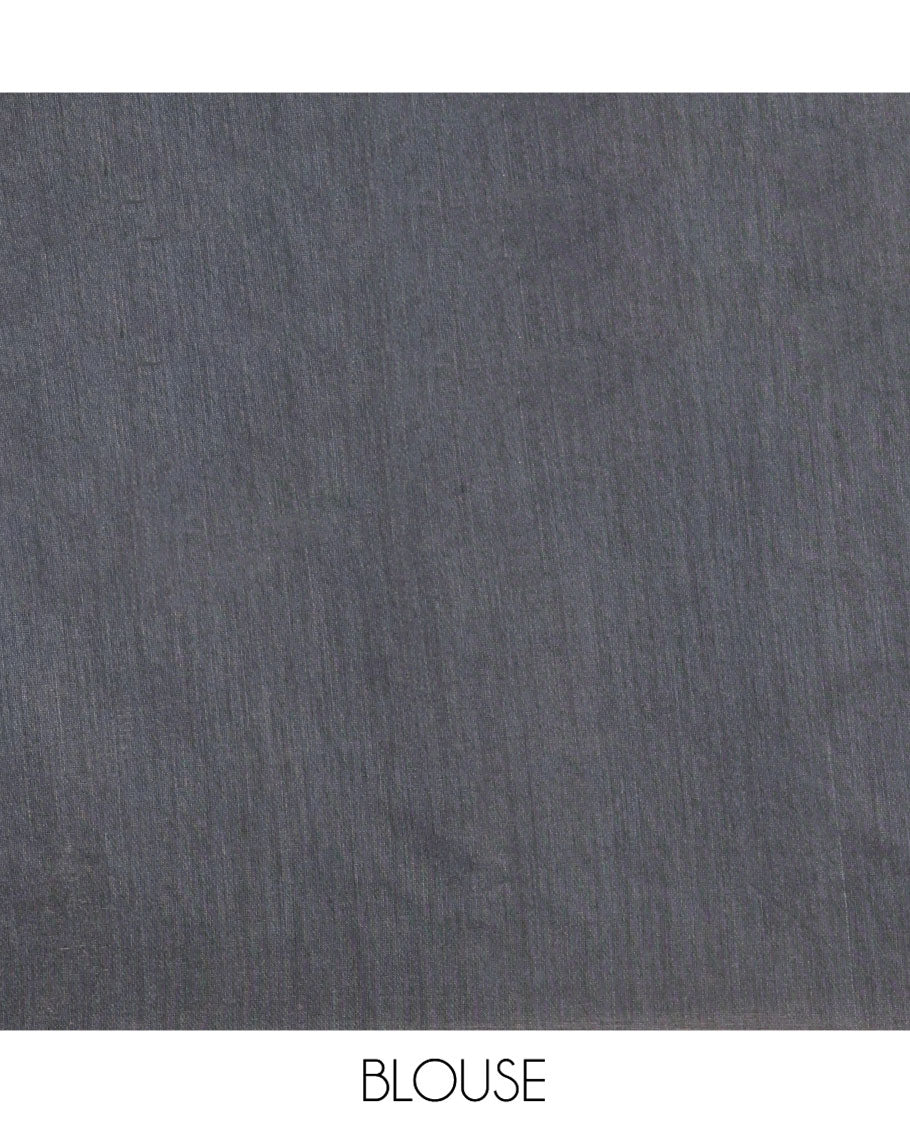 Borderless Leaf Green and Grey Plain Khadi Mul Cotton Saree, Highlighted by Captivating Contrast Colored Pallu, and Paired with a Contrast Blouse