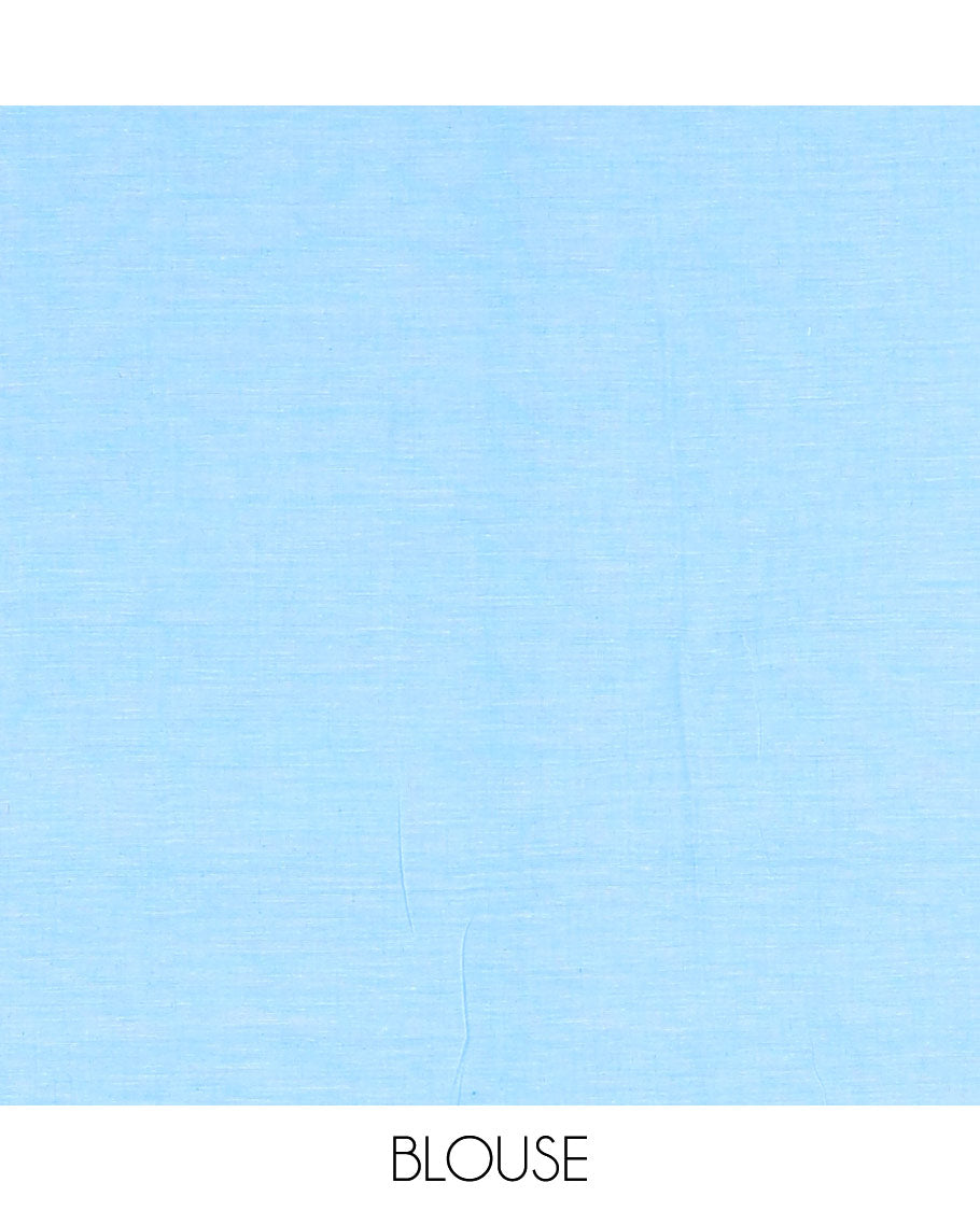 Borderless Blue Khadi Mul Cotton Saree, Subtly Sparkled with Sequin Work on Its Body and Pallu, and Paired with a Matching Blouse