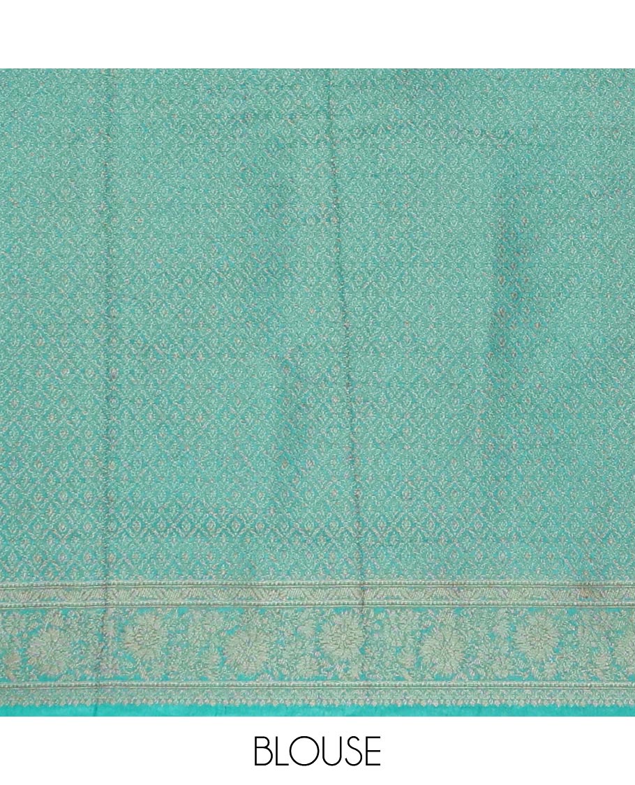 Green argyle enclosed with motifs semi- banaras tussar saree, self zari design border & zari jaal design pallu