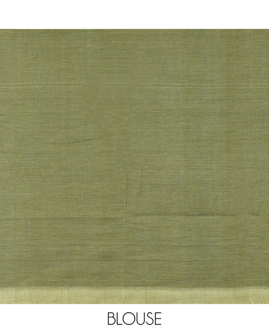 Borderless Plain Green khadi cotton saree