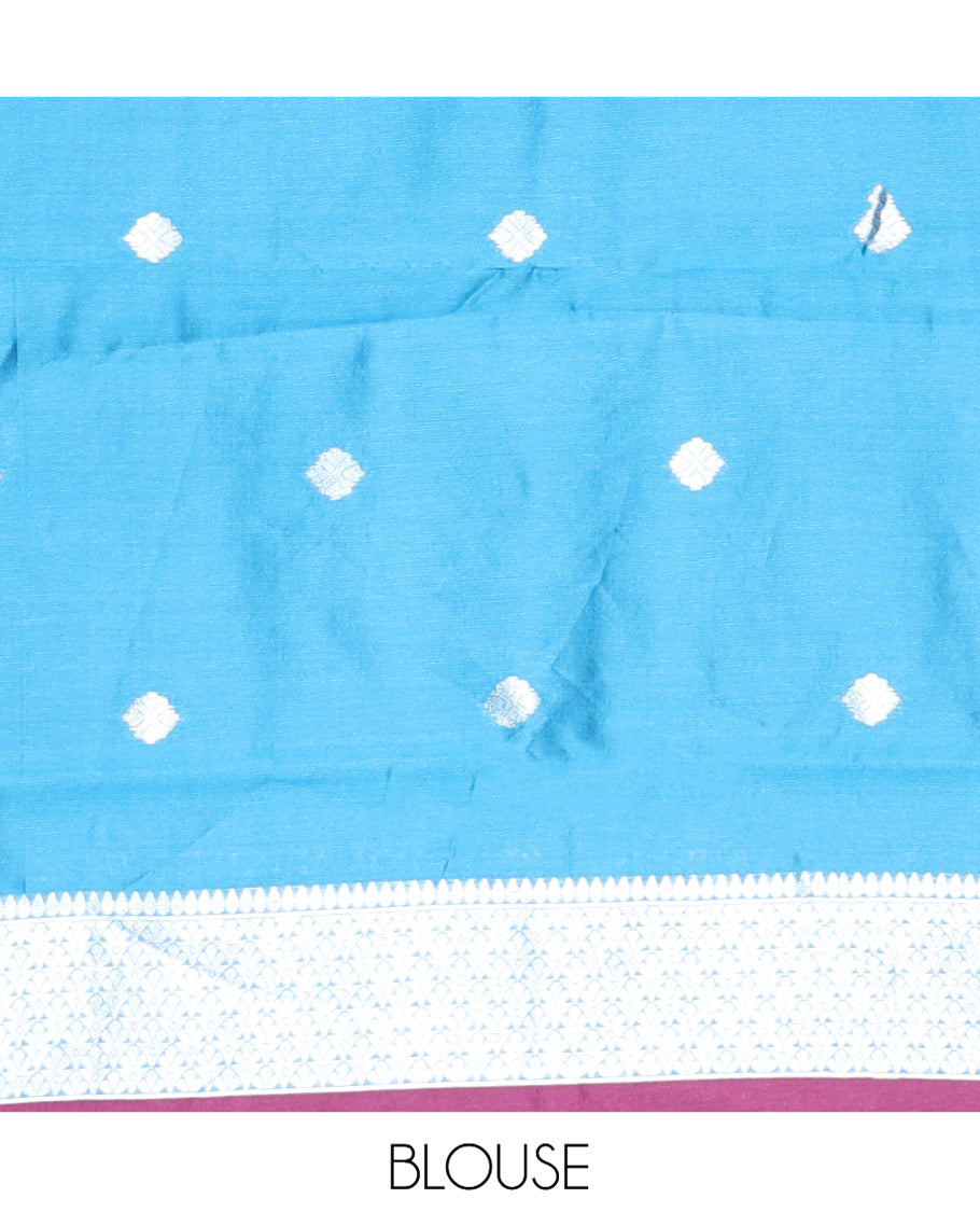 Wine Art Kanchi Silk Saree Features Jacquard Design, a Zari-Motif Border, Contrast Intricate Pallu, and a Contrast Blouse