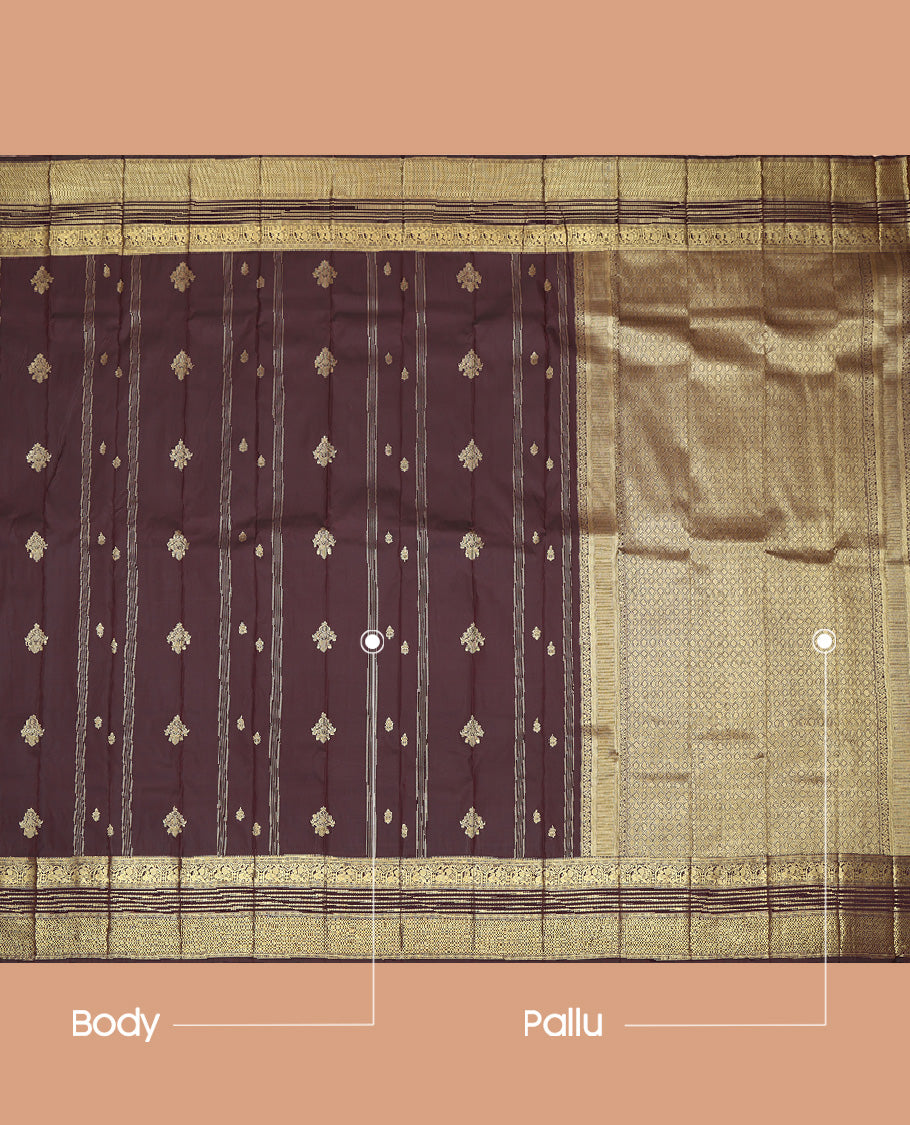 Brown Traditional Zari Butta Budget Silk Saree