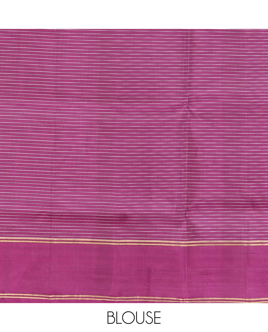 Grey Mayuri Lite Silk Mix Saree, Woven with Zari Buttas All Over Its Body, Complemented by a Contrast Border, Pallu of Intricate Designs, and Paired with a Contrast Blouse
