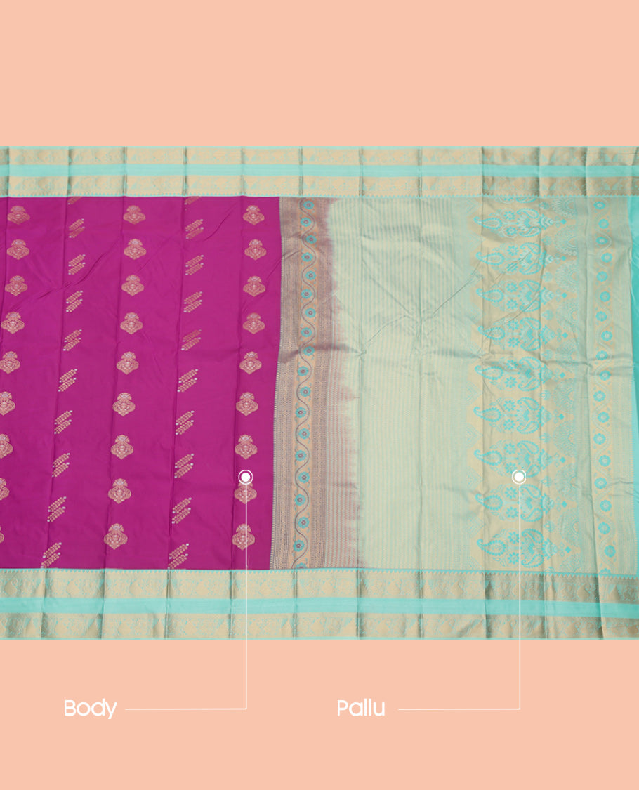 Rani Pink Zari Butta Budget Silk Saree