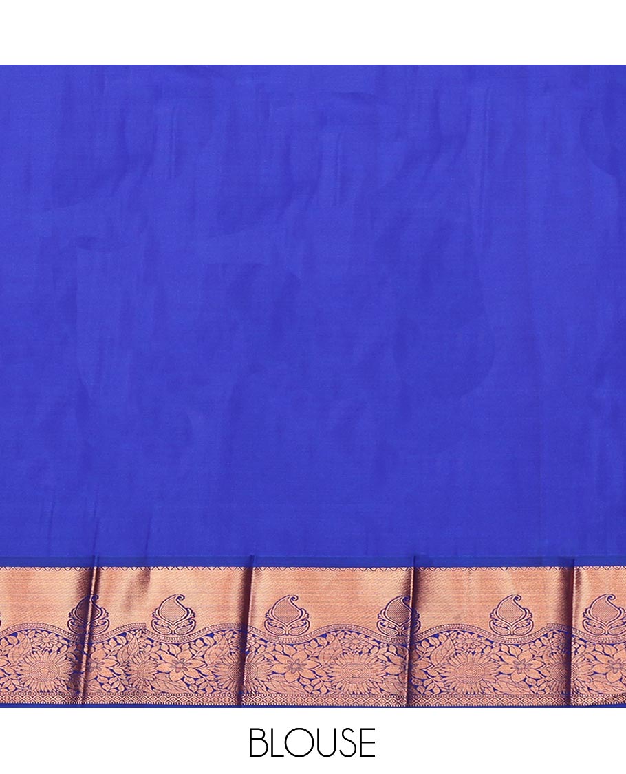 Yellow Budget Silk Saree, Gleamed Up with Jacquard Design, Complemented by a Contrast Paisley Zari Border, Grand Pallu, and a Contrast Blouse