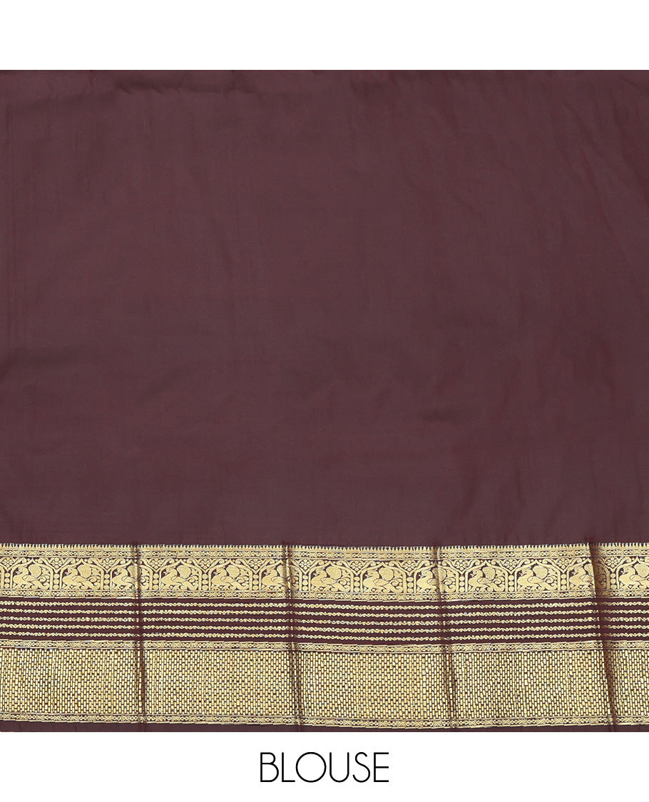 Brown Traditional Zari Butta Budget Silk Saree