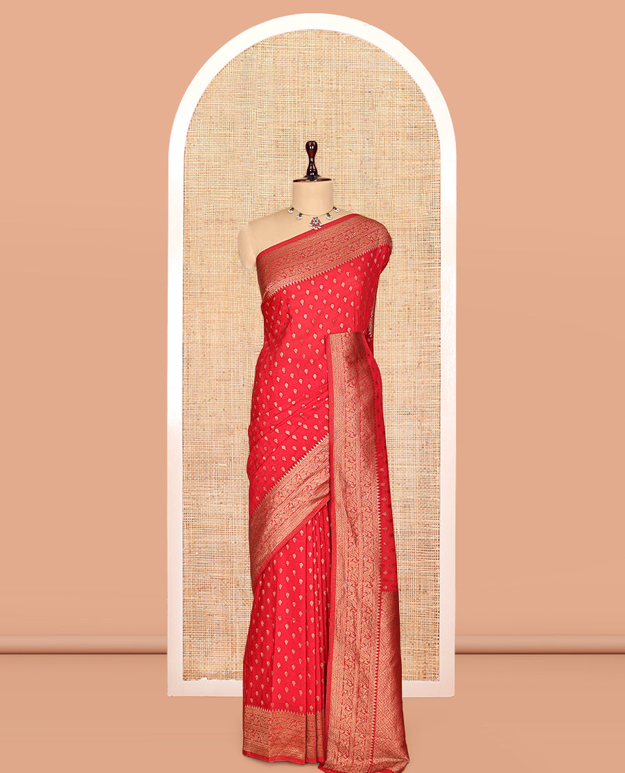 Red Fancy Crepe Saree