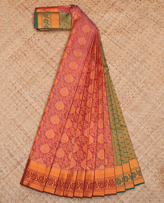 Pink Budget Silk Saree, Beautified with Jacquard Design, a Contrast Traditional Zari Border, Grand Pallu, and a Contrast Blouse