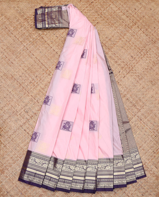 Pink Zari Design Budget Silk Saree