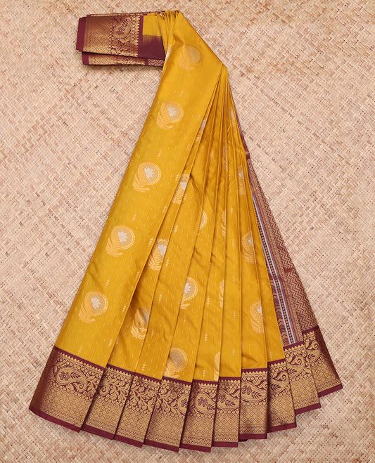 Yellow Chevron Stripes Budget Silk Saree
