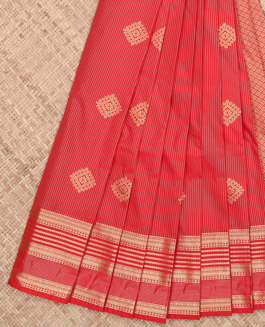 Red Dotted Stripes Budget Silk Saree