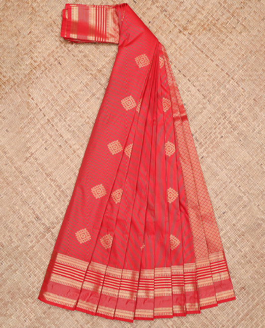 Red Dotted Stripes Budget Silk Saree