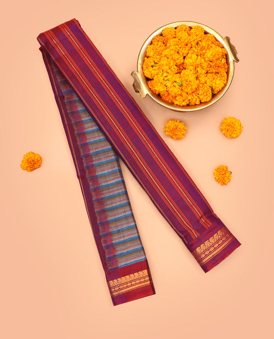 Multi-Color Striped Gadwal Cotton Saree