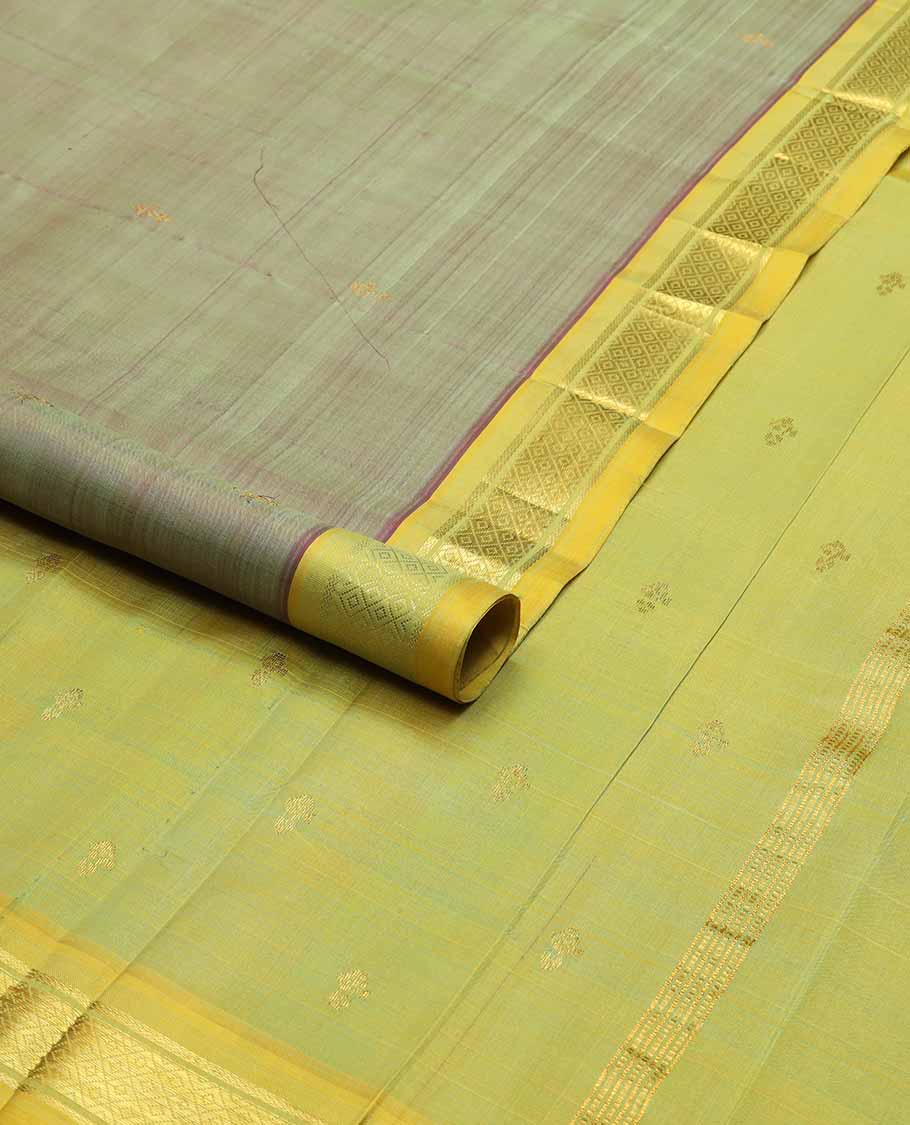 brown floral buttas kancheepuram silk saree with contrast zari design border & floral design pallu