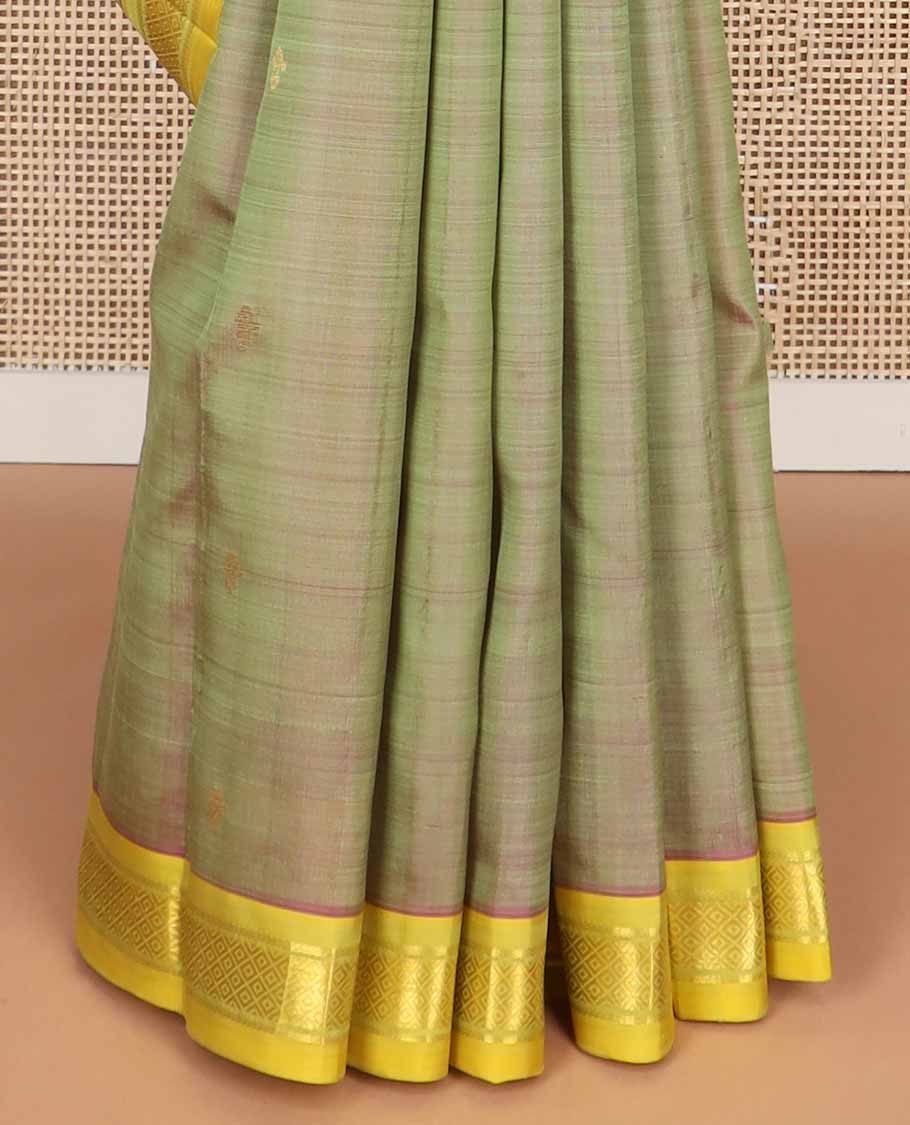 brown floral buttas kancheepuram silk saree with contrast zari design border & floral design pallu