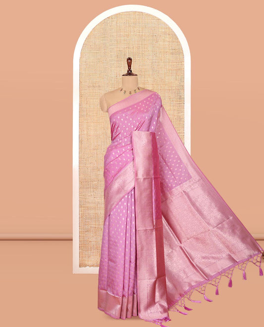 Purple Elite Soft Silk Saree, Elevated with Rudraksham Zari Buttas, Traditional Zari Border, Rich Pallu, and a Matching Blouse