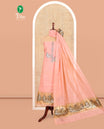 Peach Chanderi Material Chudidar, Zari Buttas and Annam Buttas Top, Matching Bottom, Annam Buttas Dupatta