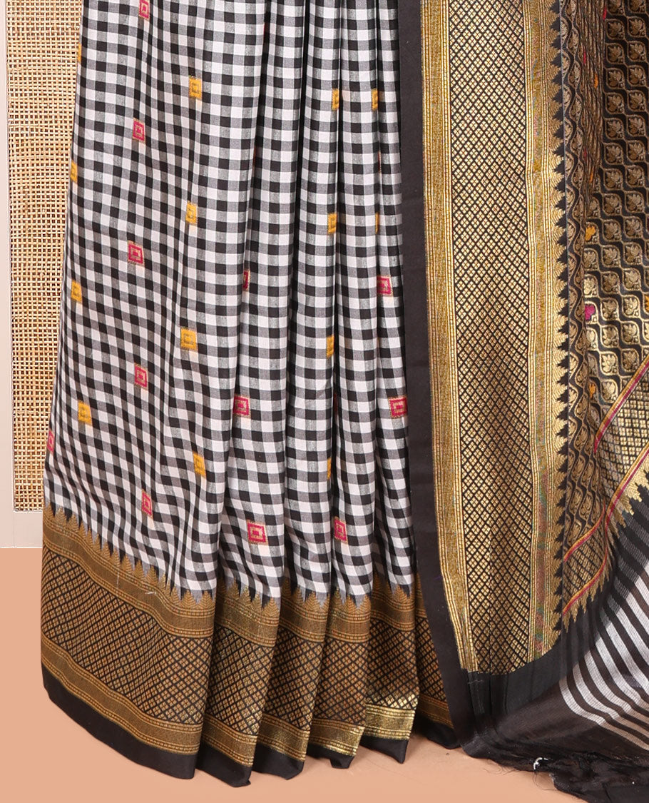 Black Chettinad-Style Soft Silk Saree