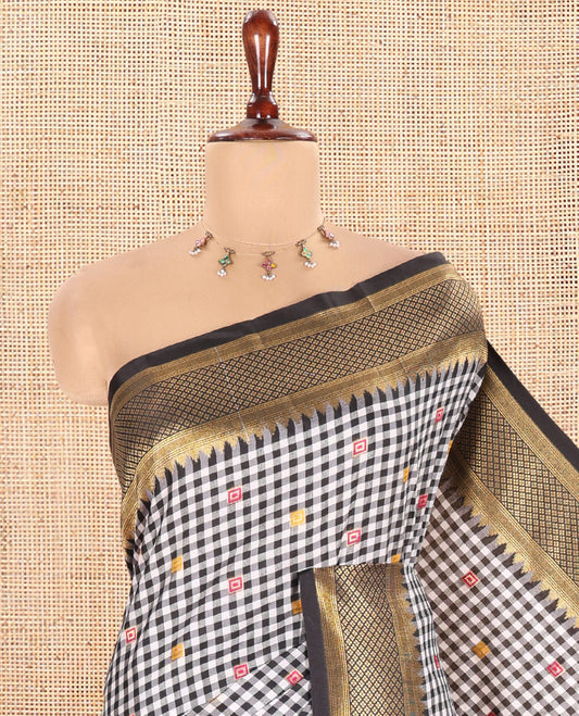 Black Chettinad-Style Soft Silk Saree