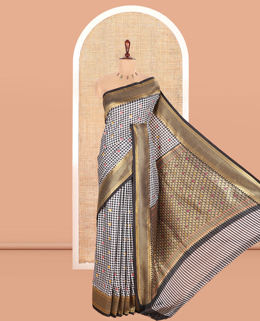 Black Chettinad-Style Soft Silk Saree