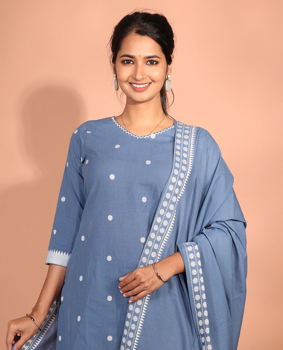 Grey Cotton Readymade Suit