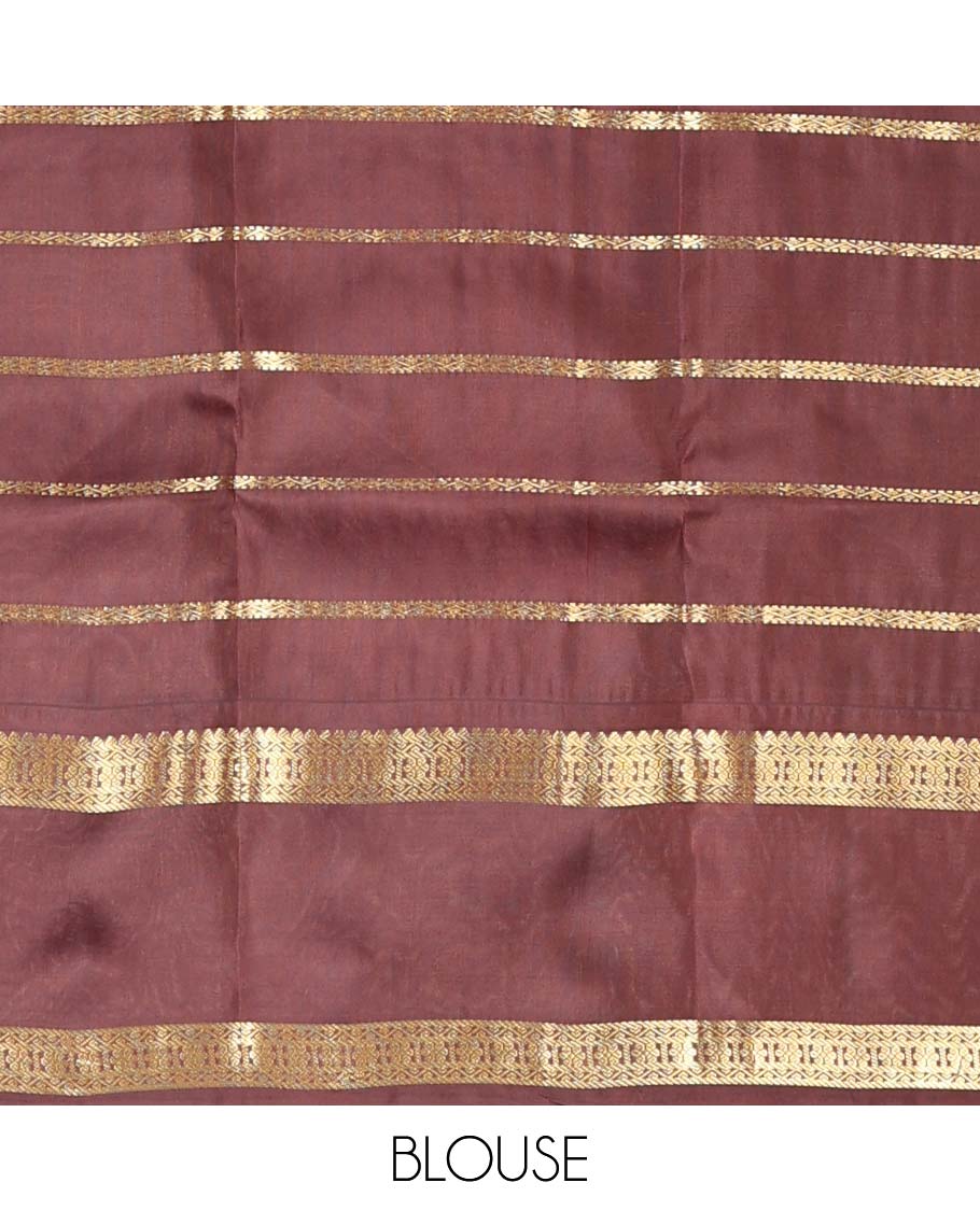Orange zari checked Vasundhara silk mix saree, contrast rettai pettu traditional zari design border & jaal pallu