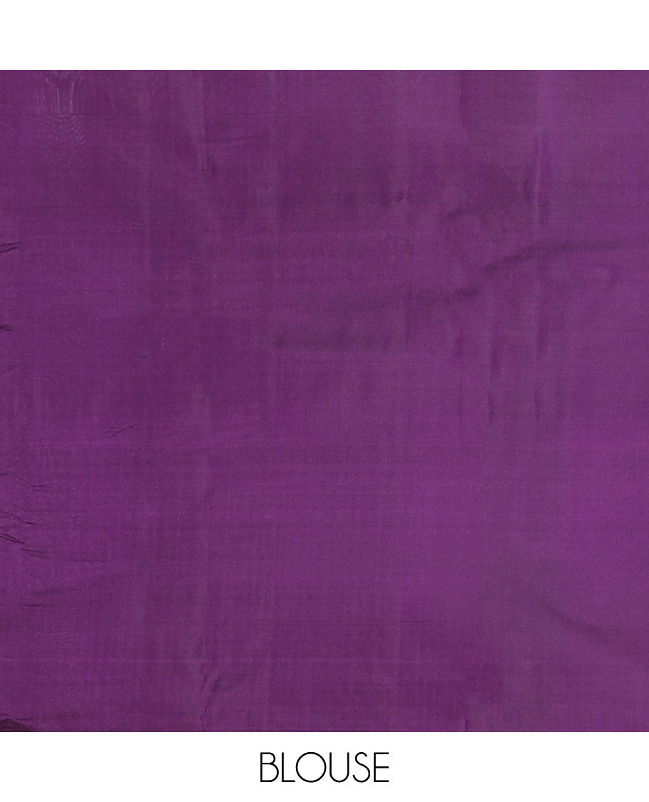 Purple zari striped silk saree, zari border of rekku, kathir, neli, lavangam, kamalam & vanki designs & jaal pallu