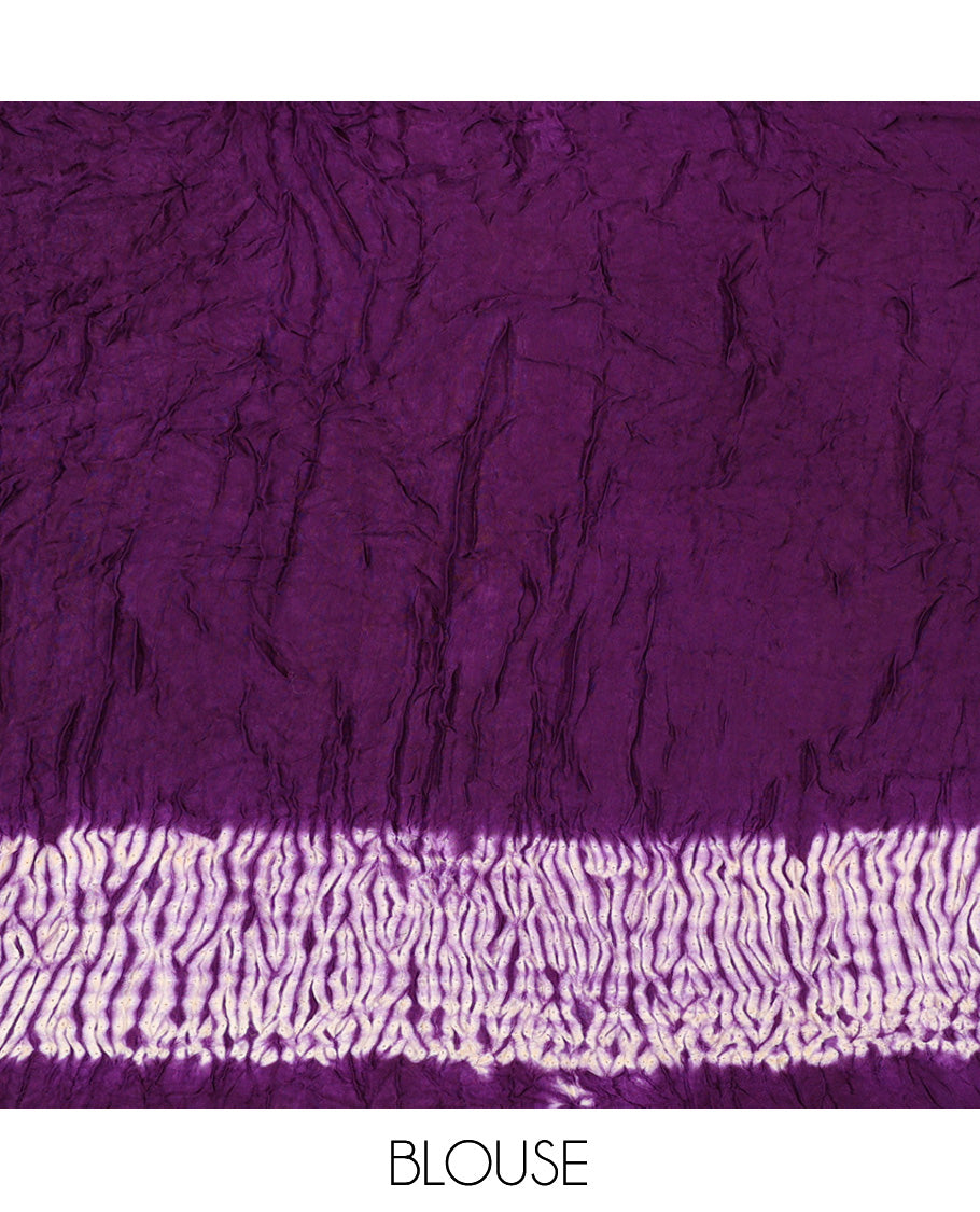 Borderless Violet Bandhani Dola Silk Saree