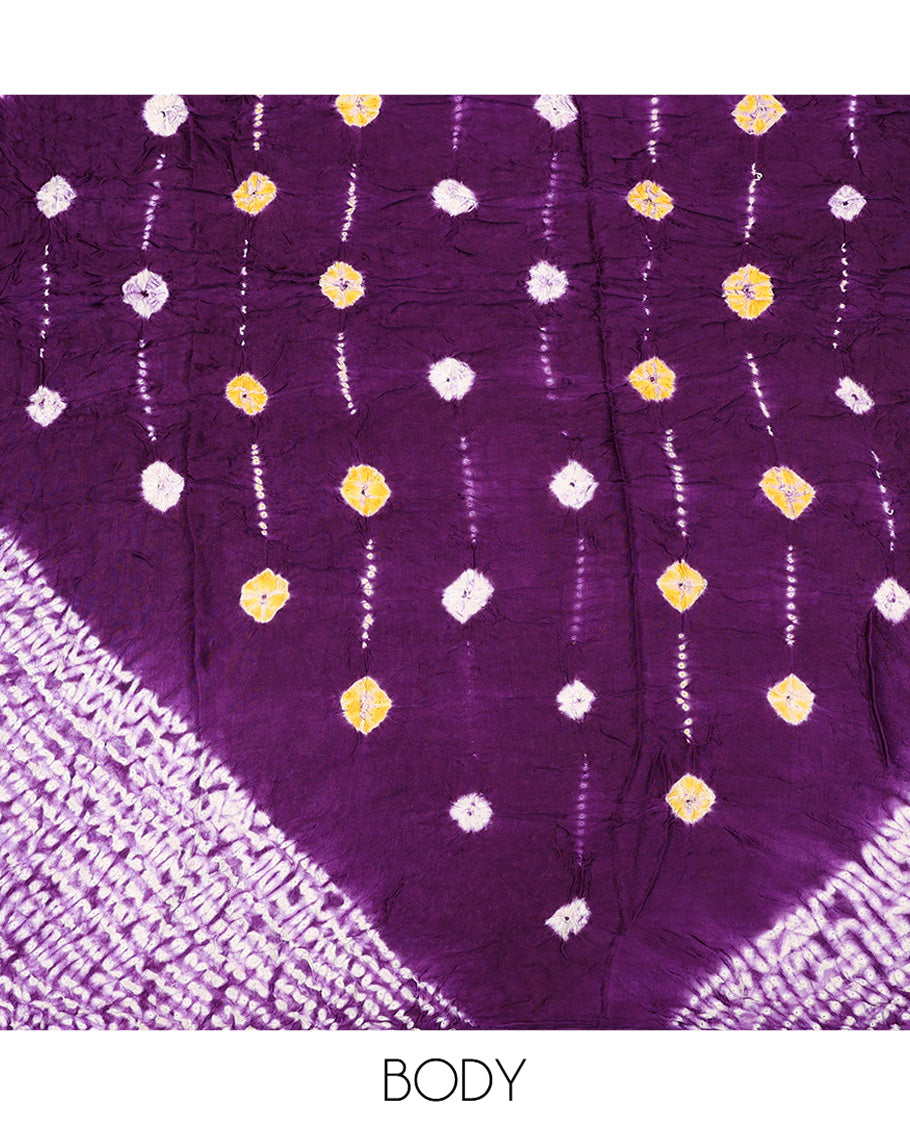 Borderless Violet Bandhani Dola Silk Saree
