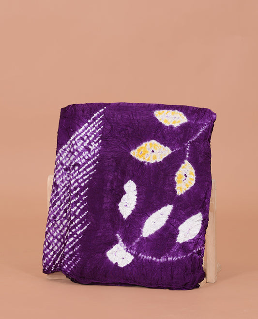 Borderless Violet Bandhani Dola Silk Saree