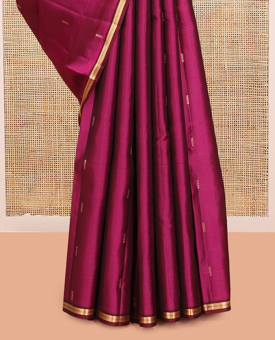 Purple Vasundhara Lite Silk Mix Saree, Embellished with Zari Buttas, a Contrast Piping Zari Border, Grand Jaal Pallu, and a Contrast Blouse