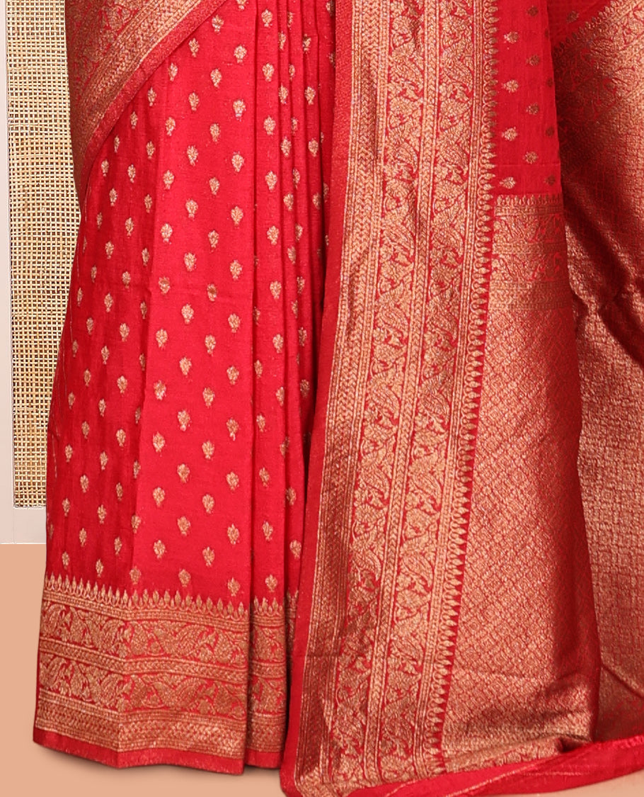Red Fancy Crepe Saree