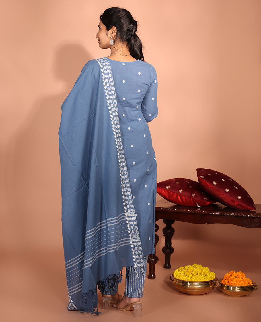Grey Cotton Readymade Suit