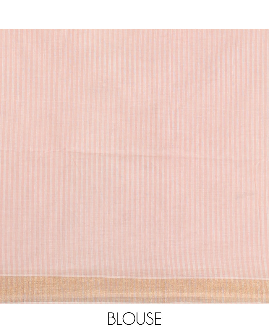 Cream-Pale Peach Jute Cotton Saree