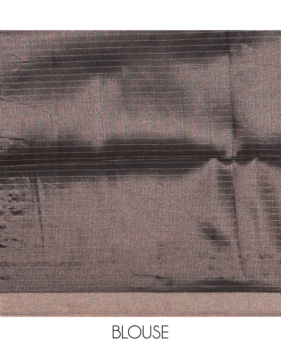 Black zari checked design fancy tussar silk saree, bavanji border, zari design pallu, and a matching blouse