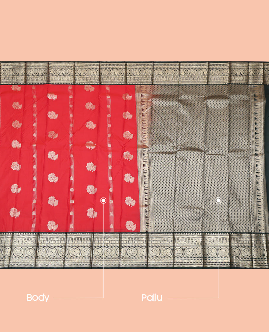 Red Contrast Budget Silk Saree