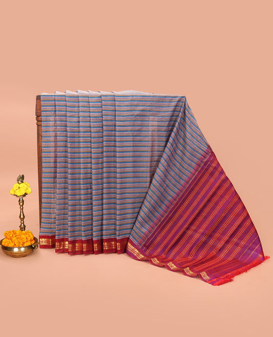 Multi-Color Striped Gadwal Cotton Saree