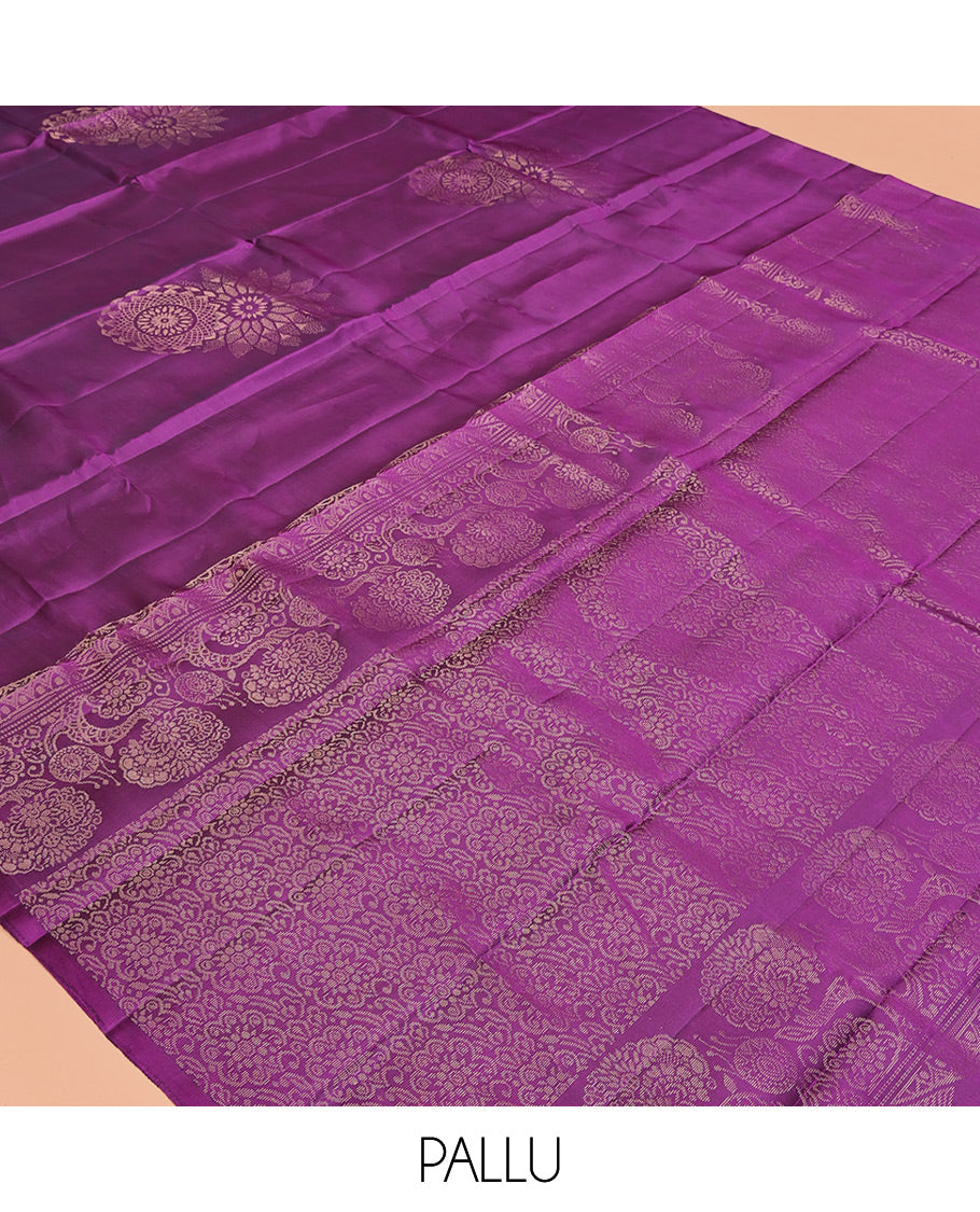 Borderless Violet Mayuri Lite Silk Mix Saree