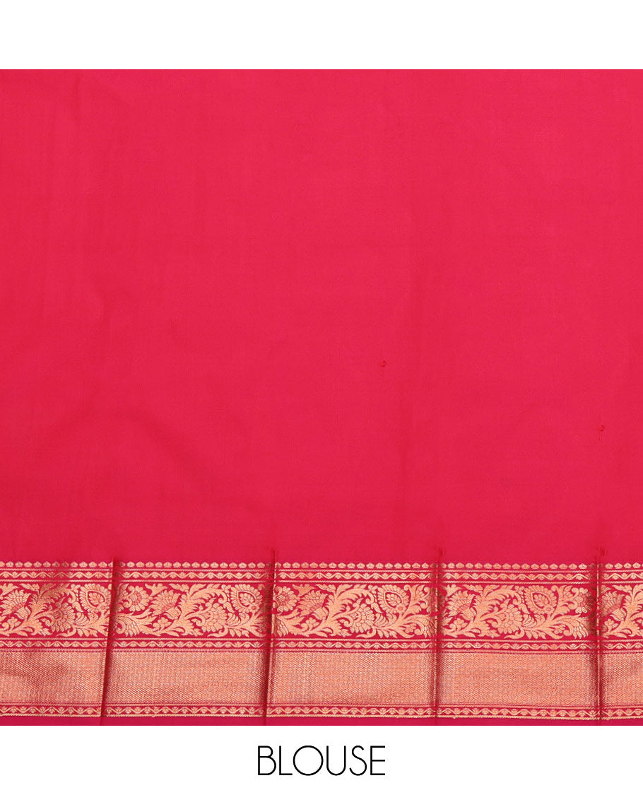 Blue Budget Silk Saree, Gracefully Embellished with Jacquard, Complemented by Contrast Traditional Zari Border, Grand Pallu, and a Contrast Blouse