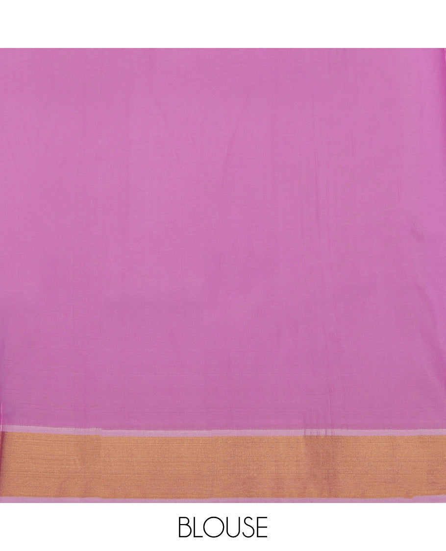 Brown Budget Silk Saree, Spotlighted with Zari Buttas All Over Its Body, Complemented by Contrast Traditional Zari Designs Woven Border, Grand Pallu and Paired with a Contrast Blouse