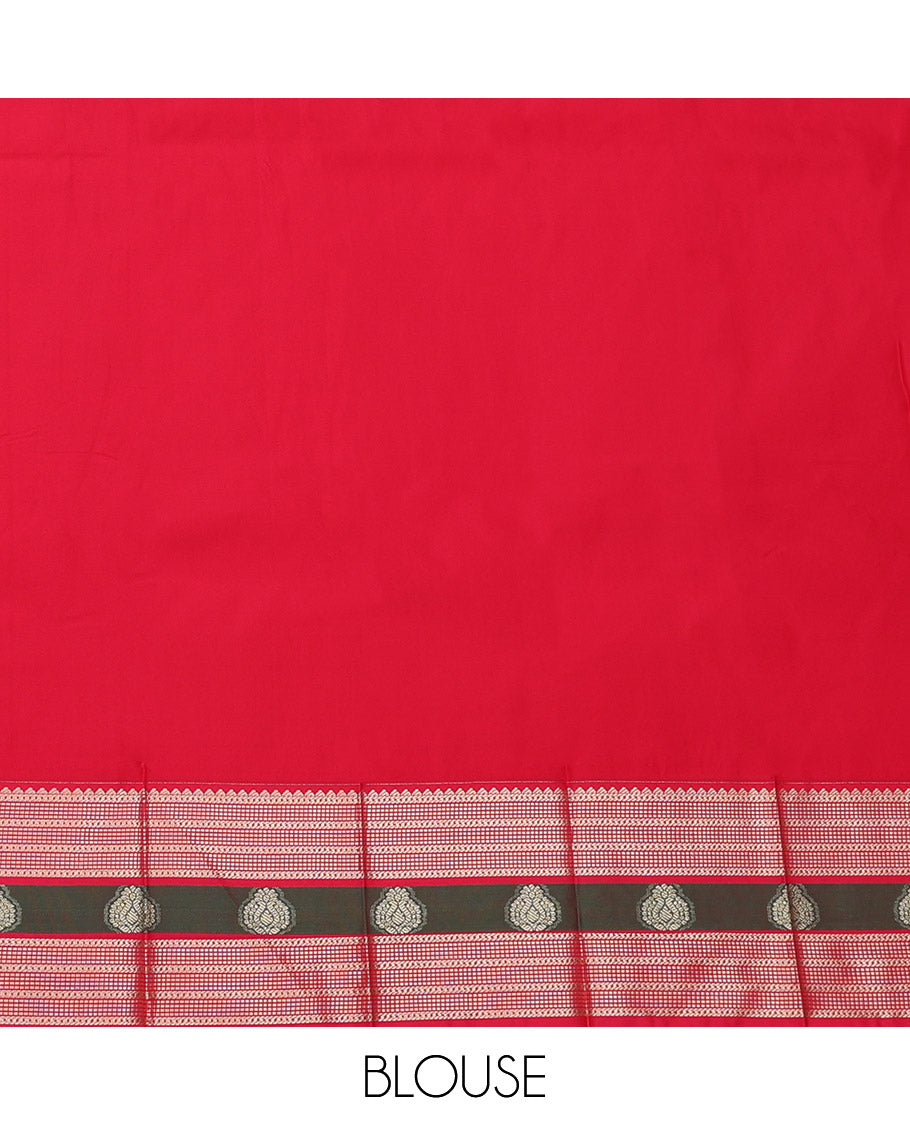 Blue Budget Silk Saree, Elegantly Framed with Zari Buttas, Complemented by a Contrast Traditional Zari Border, Grand Pallu, and a Contrast Blouse