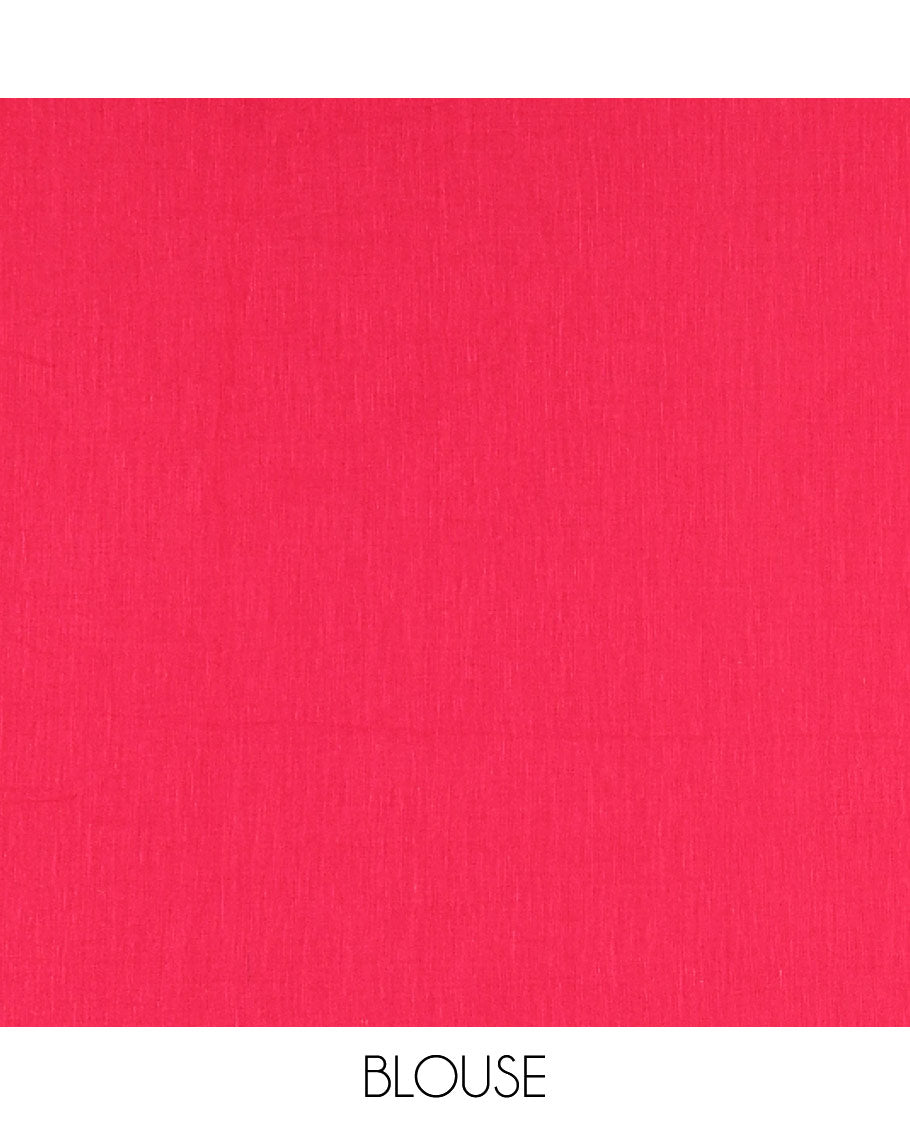 Borderless Rani Pink Khadi Mul Cotton Saree, Subtly Sparkled with Sequin Work on Its Body and Pallu, and Paired with a Matching Blouse