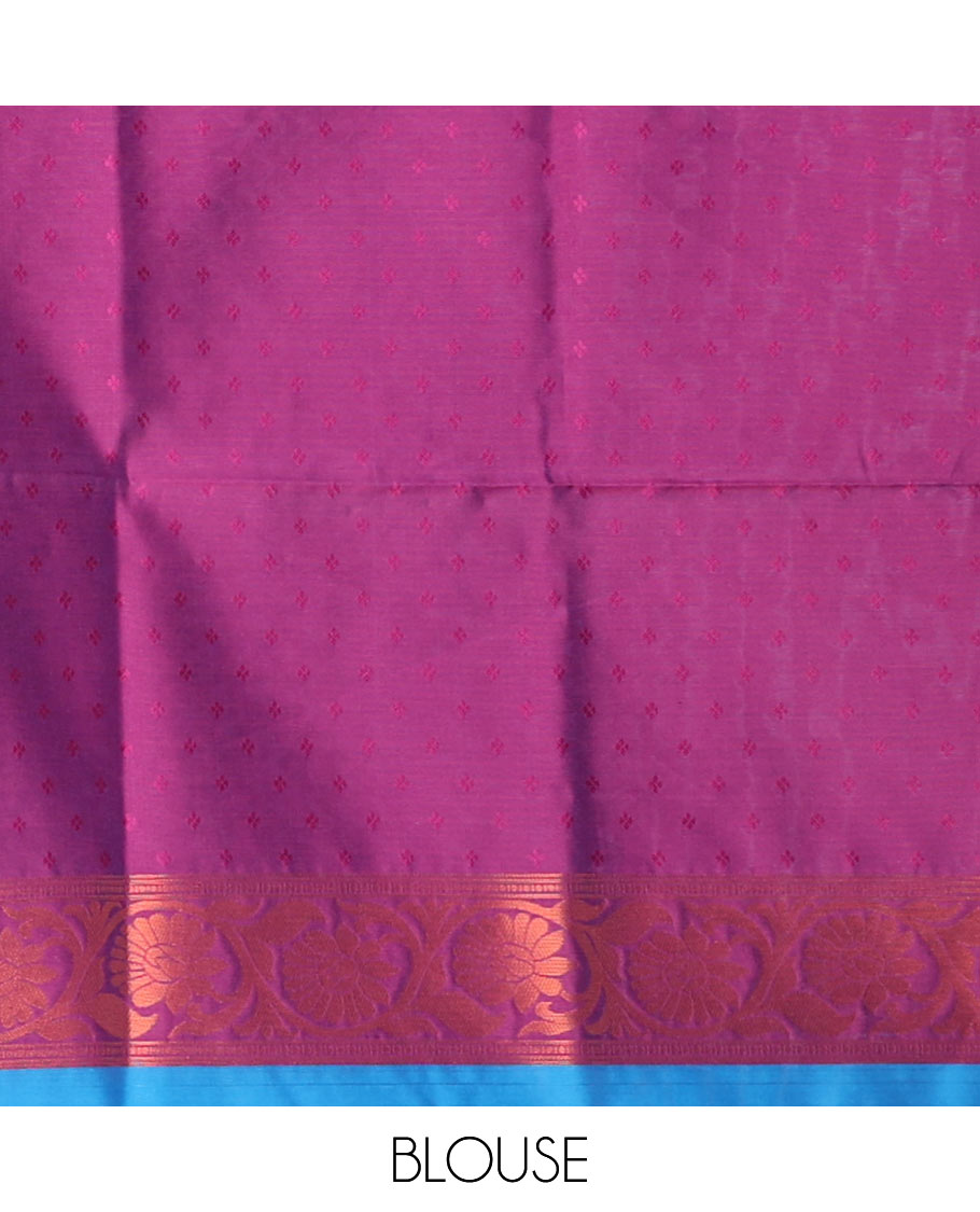 Blue ikkat geometric motifs butter silk saree with contrast floral zari border & intricate floral zari pallu