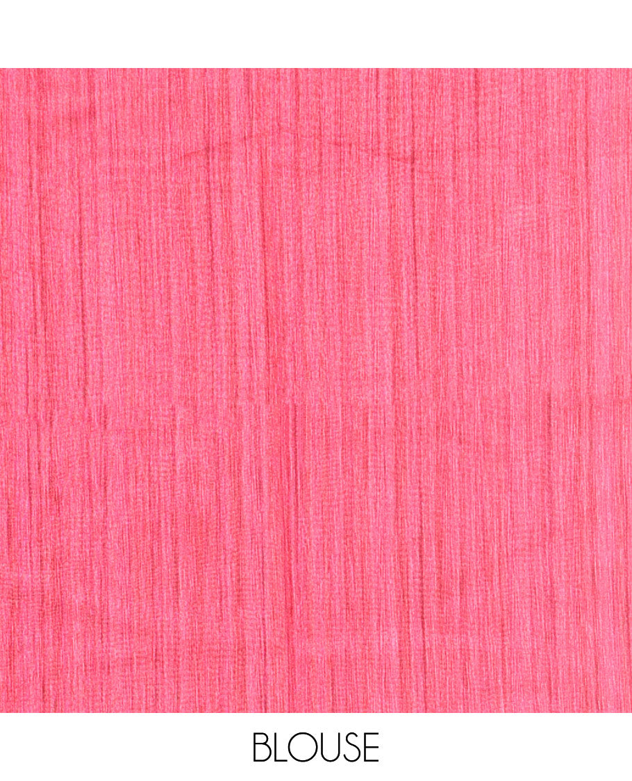 Blue full plain katan silk saree, contrast temple border, odisha style printed pallu, and contrast plain blouse