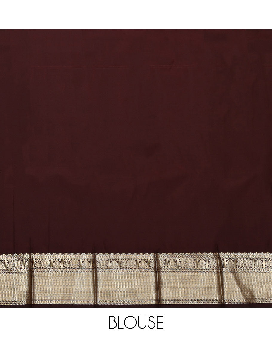 Turquoise Budget Silk Saree, Woven with Zari Buttas and Micro-Checks, Complemented by a Contrast Traditional Zari Design Border, Grand Pallu, and a Contrast Blouse