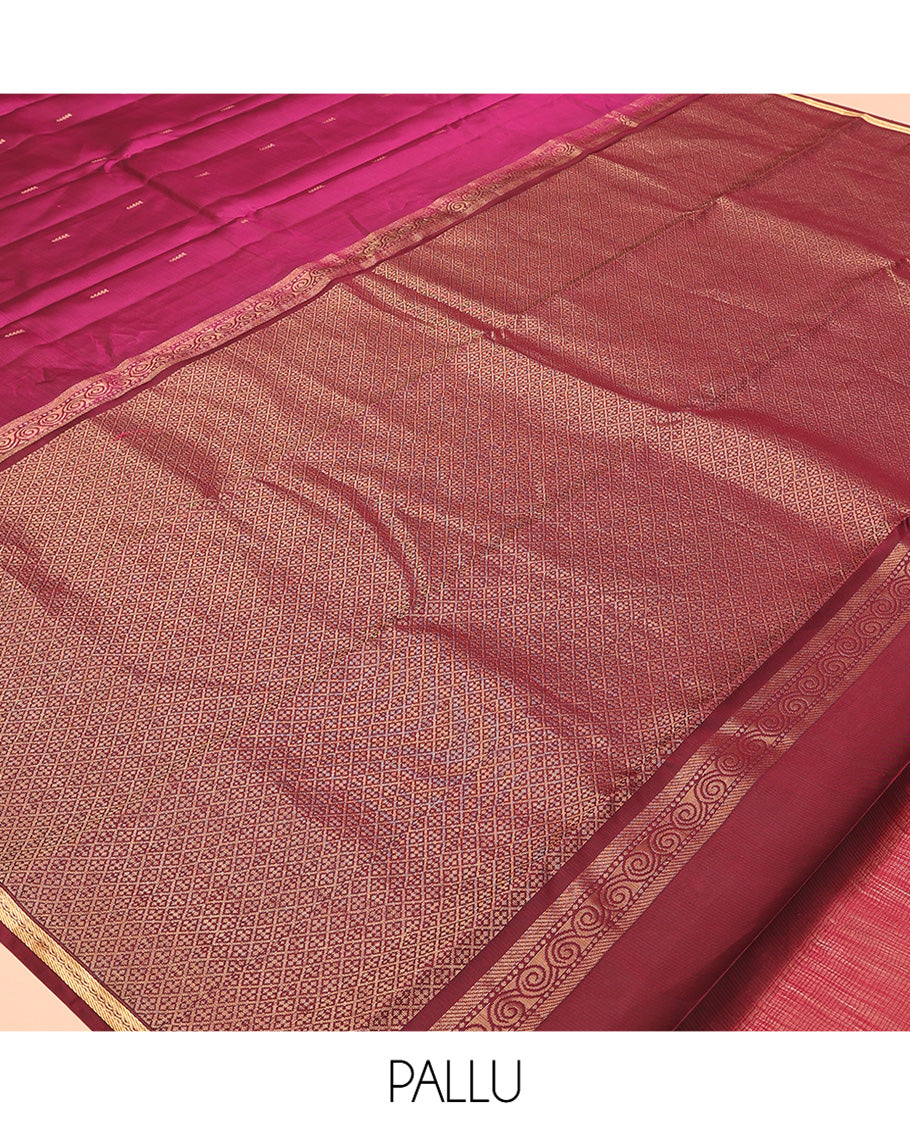 Purple Vasundhara Lite Silk Mix Saree, Embellished with Zari Buttas, a Contrast Piping Zari Border, Grand Jaal Pallu, and a Contrast Blouse