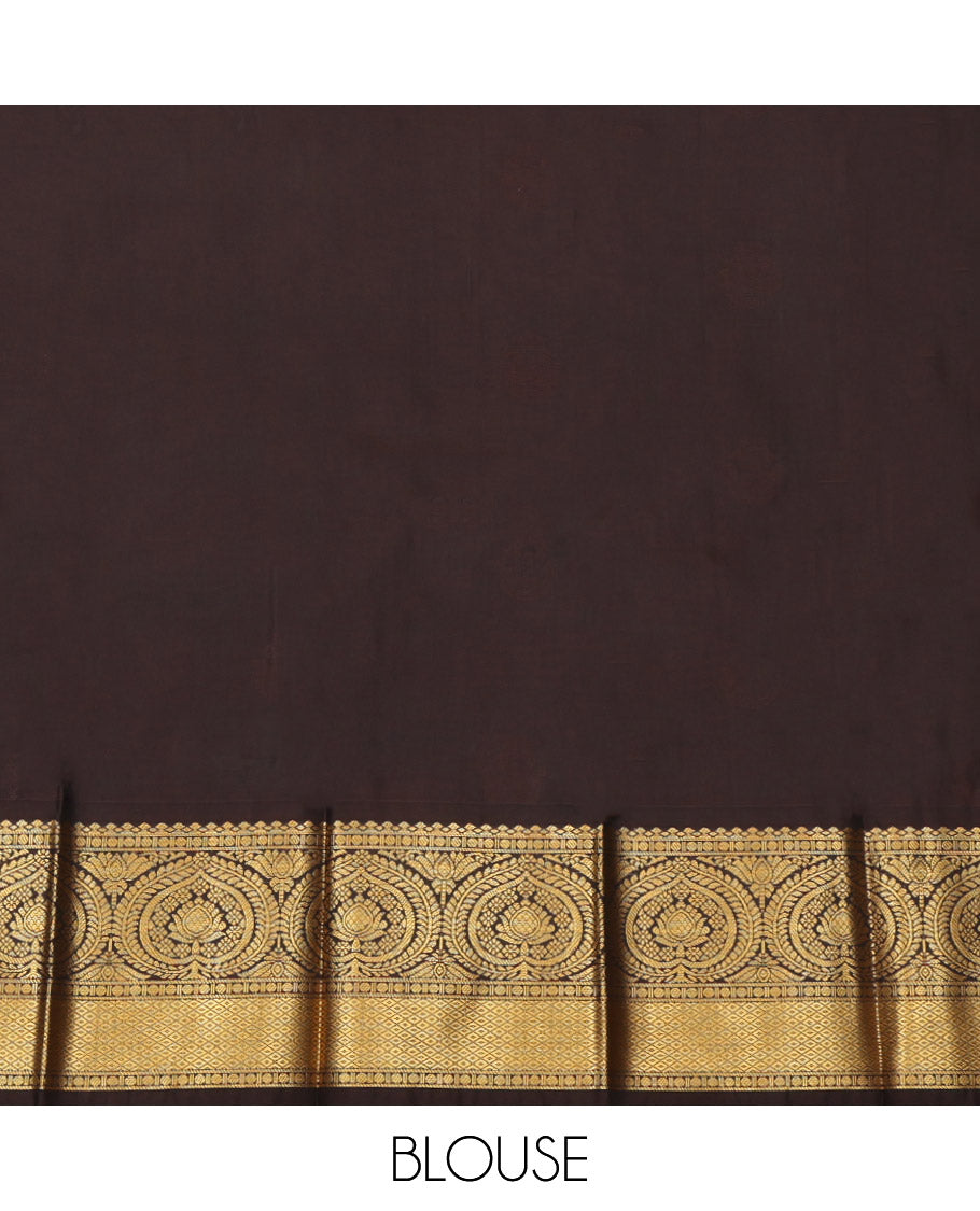 Green Budget Silk Saree, Detailed with Zari Buttas, a Contrast Traditional Zari Border, a Grand Pallu and a Contrast Blouse