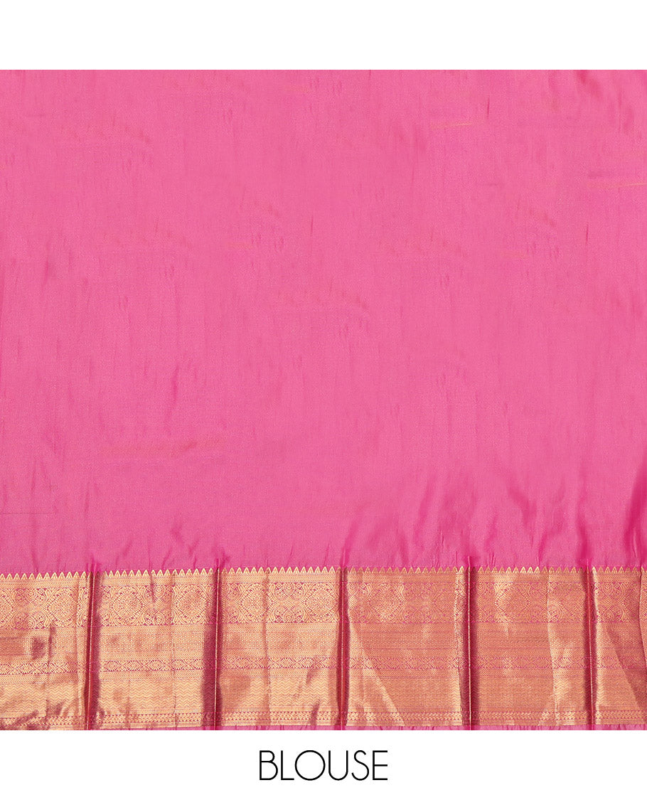 Yellow Budget Silk Saree, Sparsely Woven with Zari Buttas, Contrast Traditional Zari Border, Grand Pallu, and a Contrast Blouse