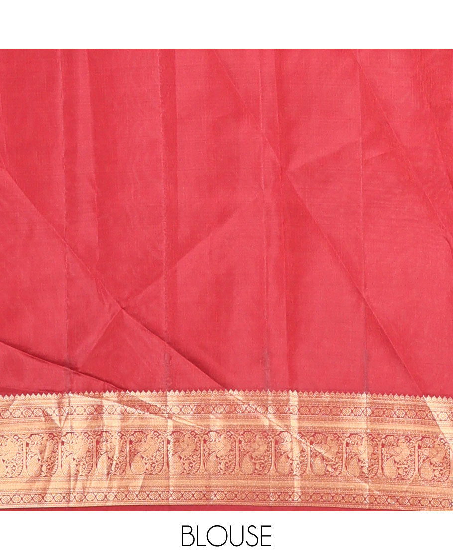 Light green buttas vasundhara elite silk saree with contrast traditional zari design border & checked floral design pallu