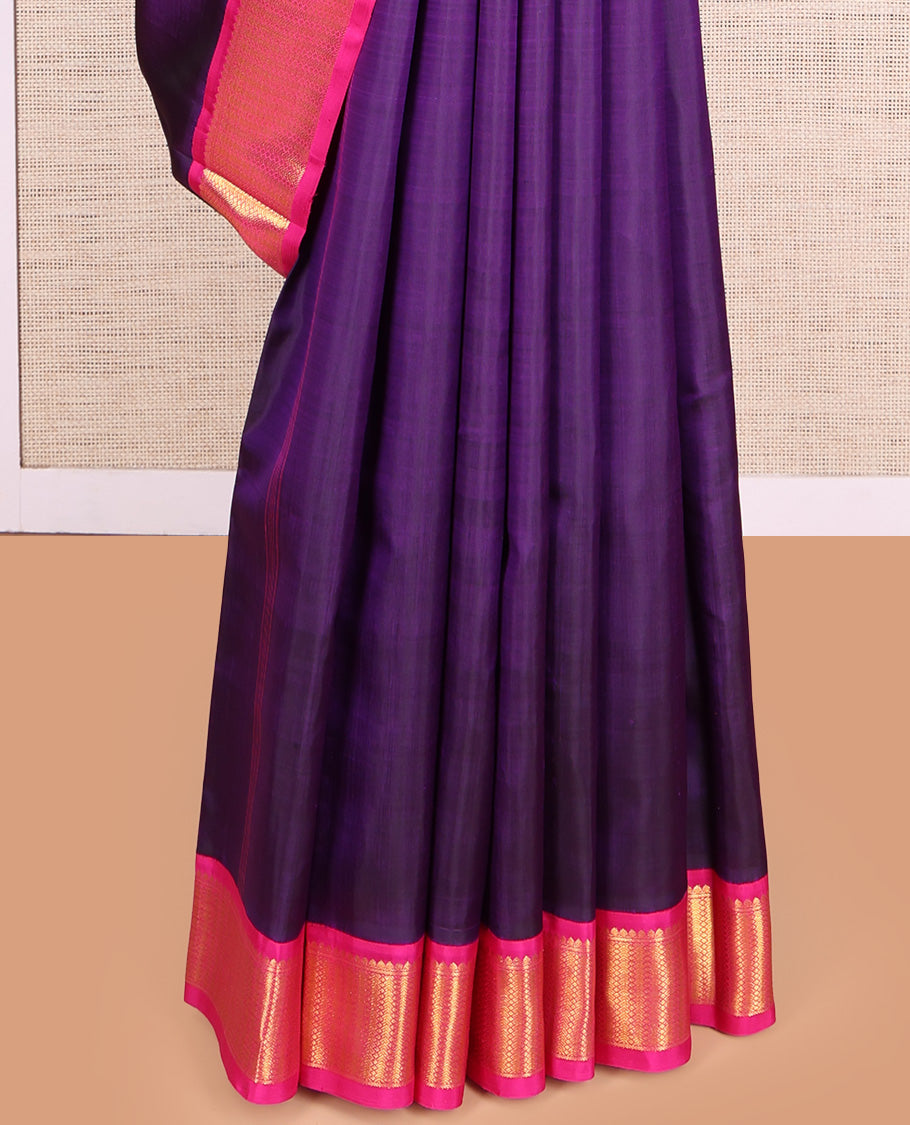 Violet Plain Kanchipuram Silk Saree